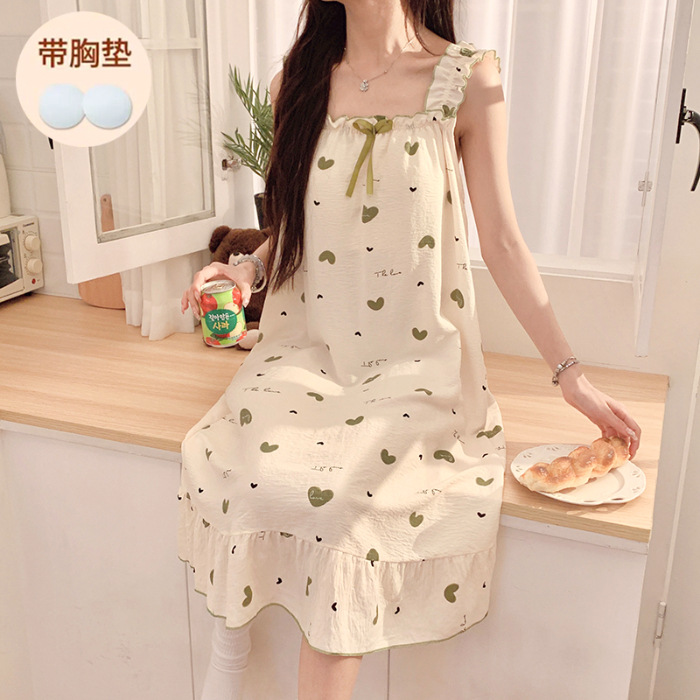 2024 pijama de verano burbuja arrugado ancho cinturón pijama para mujeres cojín de pecho fresco in viento estudiante ropa de hogar