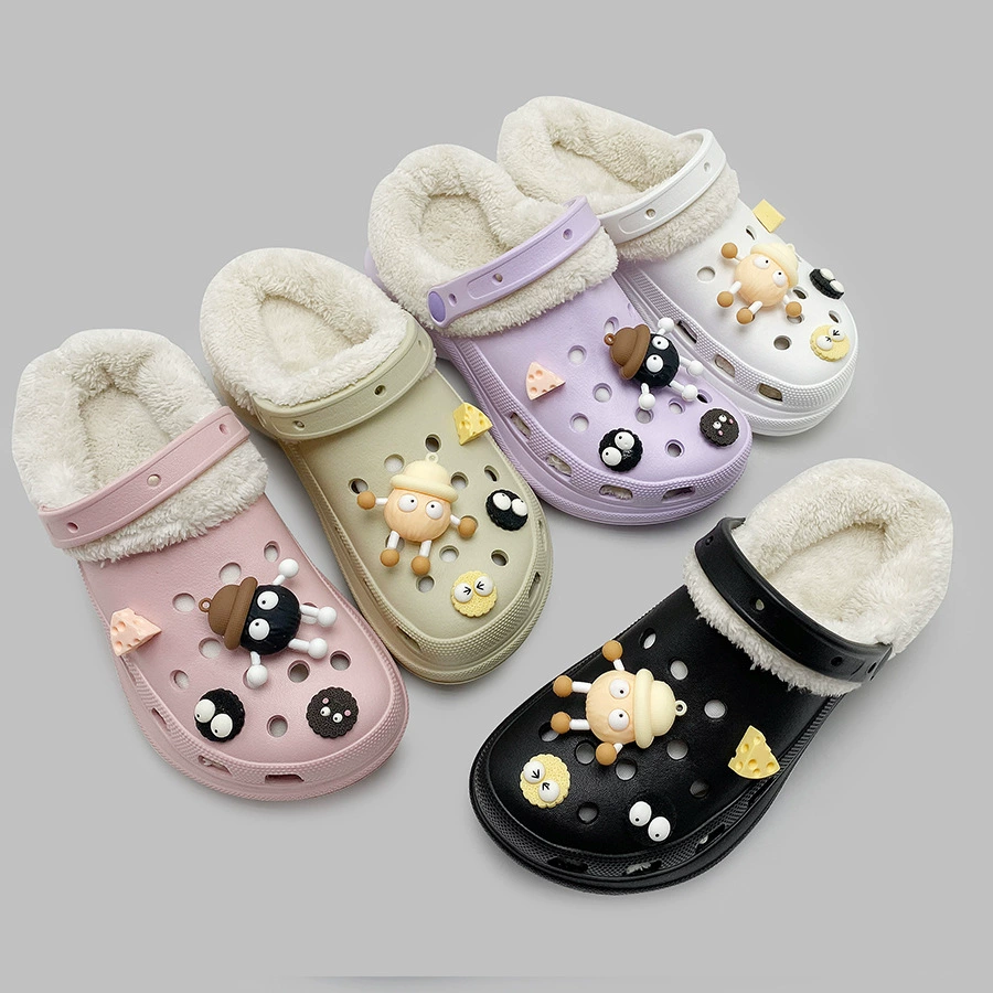 Winter cartoon fleece keep warm slippers platform