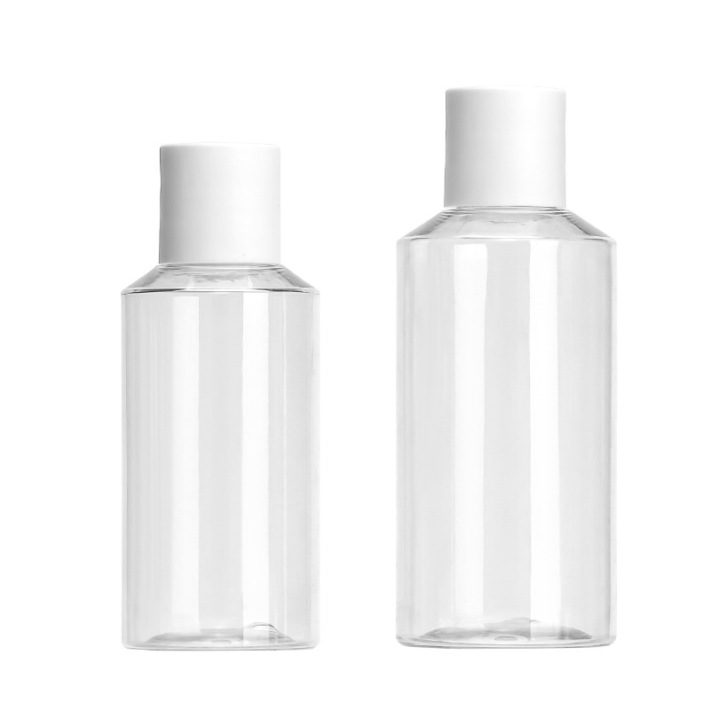 Botella de agua cosmética PET de plástico 100-150ml de tóner Botella de cubierta de otoño transparente/marrón/verde botella de rocío puro