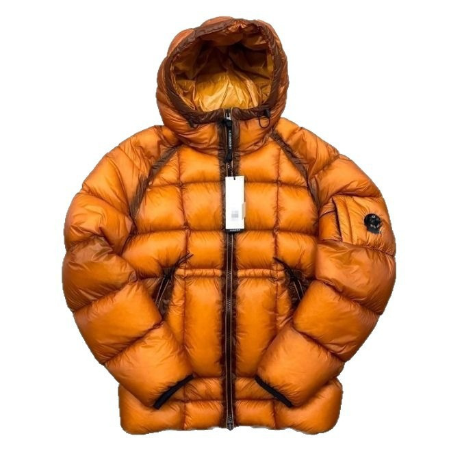 New cross-border hooded American-style C.P. down jacket, a warm and insulated puffer coat, featuring thickened, cold-resistant white duck down with 90% down fill