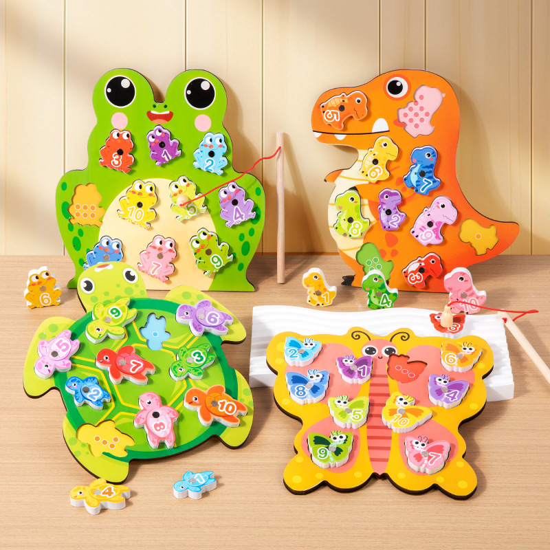 Nuevos productos transfronterizos para niños en la enseñanza temprana multi-escenas juguetes de pesca magnéticos iluminación cognitiva digital juegos de emparejamiento