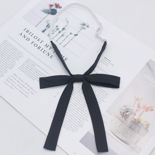 Factory-made narrow-style, short-handled JK uniform bow tie for women—Japanese-inspired, solid-color, matte finish, perfect for pairing with school uniforms.
