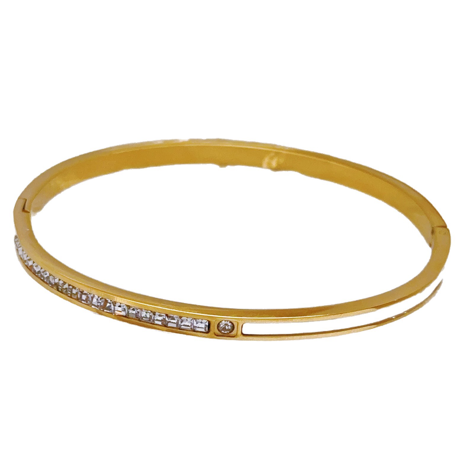 Brazalete de acero inoxidable de diamante cuadrado francés de estilo femenino blanco conchas exquisitas artículos de moda para enviar a la mejor amiga accesorios al por mayor