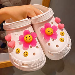 [Current hair] Smiley face flower hole shoe accessories diy shoe buckle cros decorative buckle Sesame Street shoe flower accessories