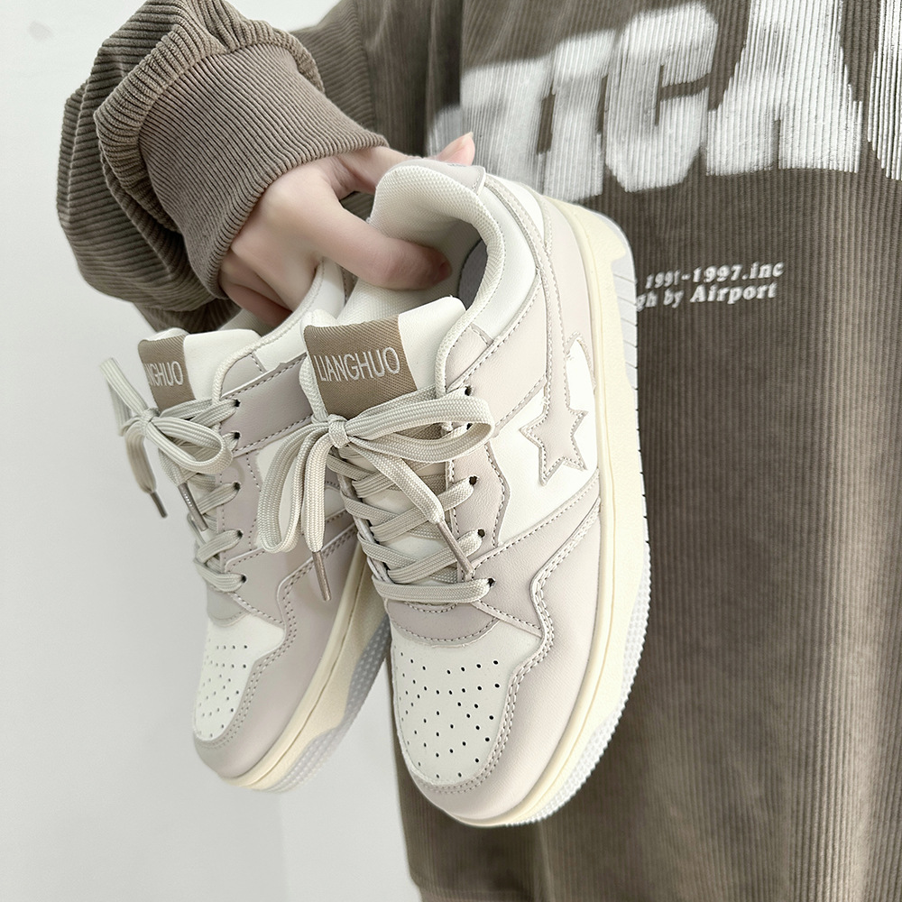 新款ins美拉德百搭高街星星滑板鞋美式休閒厚底增高運動鞋潮帥氣