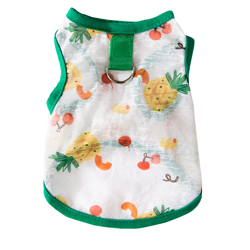 Primavera y verano perros delgados transpirables piña fruta chaleco de dibujos animados de dos patas gatos que osos peluche ropa de perro mascota