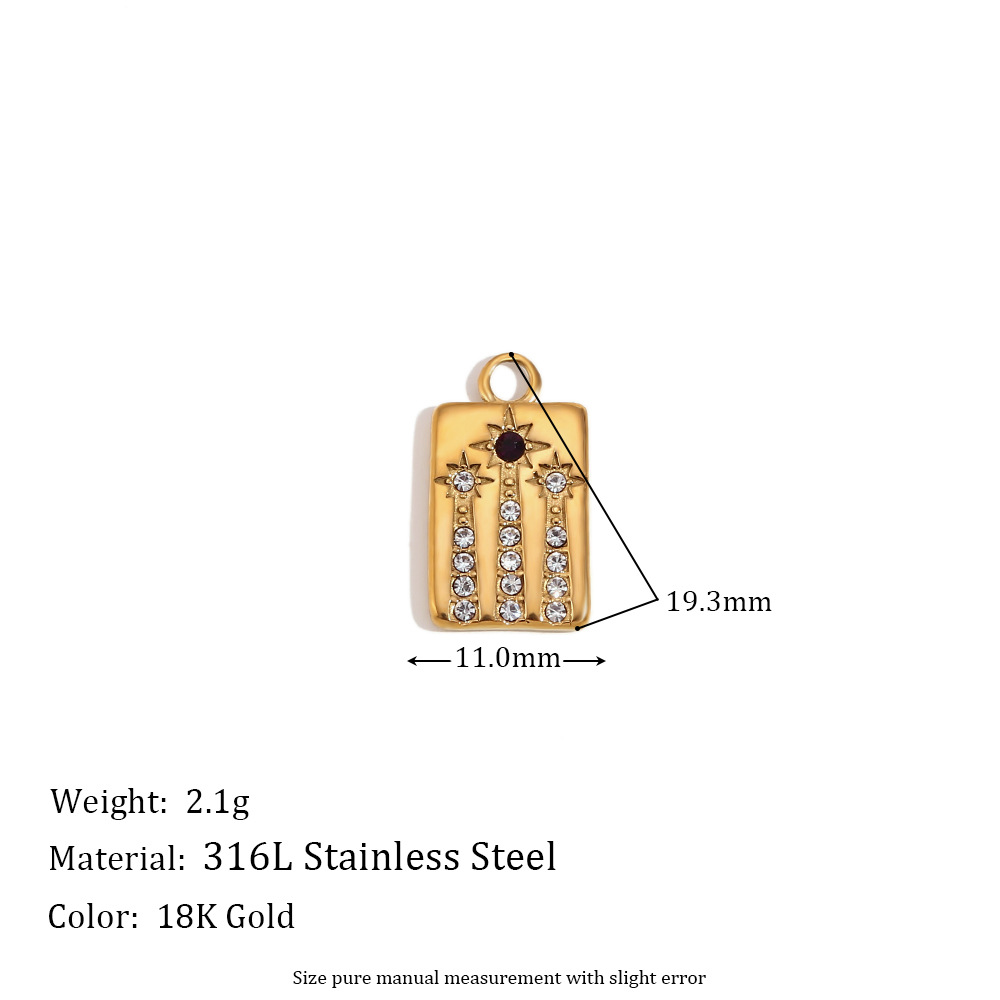 1 Stück Rostfreier Stahl Zirkon 18 Karat Vergoldet Überzug Inlay Poliert Anhänger display picture 2