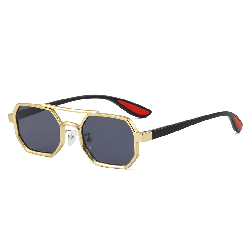 Metallic Double-Beam Sunglasses For Men, Outdoor UV Protection, Fashionable Sporty Style, Outdoor Driving Goggles_desvips.com