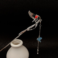 Elegant Ancient Style Crane and Cloud Flowing Silks Hairpin, Dual-Wearer, Detachable Flowing Silks Hairpin, Retro Versatile Headpiece