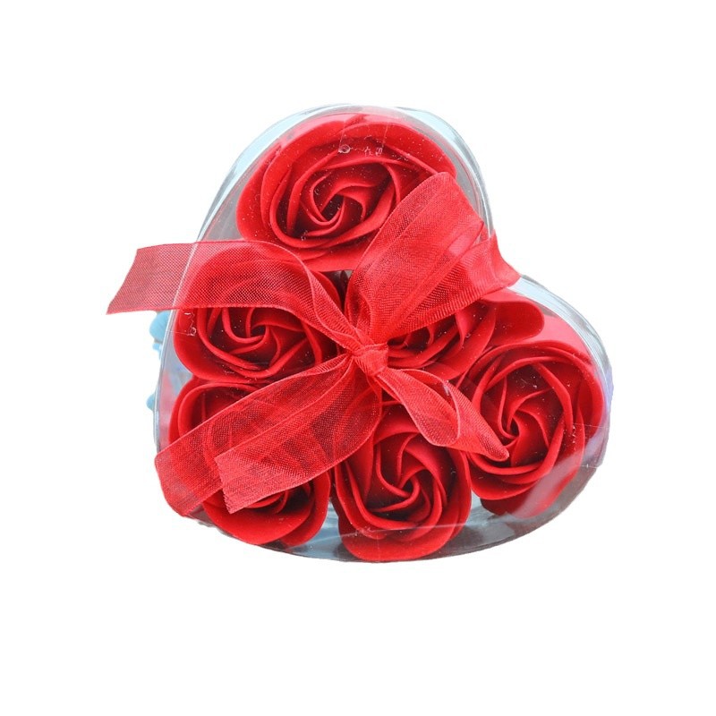 Transfronterizos 6 flores de jabón rosa caja de flores regalos pequeños regalos prácticos flores de jabón flores de simulación flores de jabón