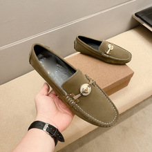 欧洲站夏季豆豆鞋男潮鞋真皮透气一脚蹬懒人商务百搭休闲驾车皮鞋