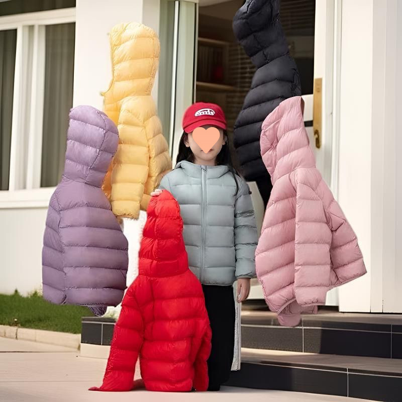 Velvet children's light and thin winter short down jacket for boys