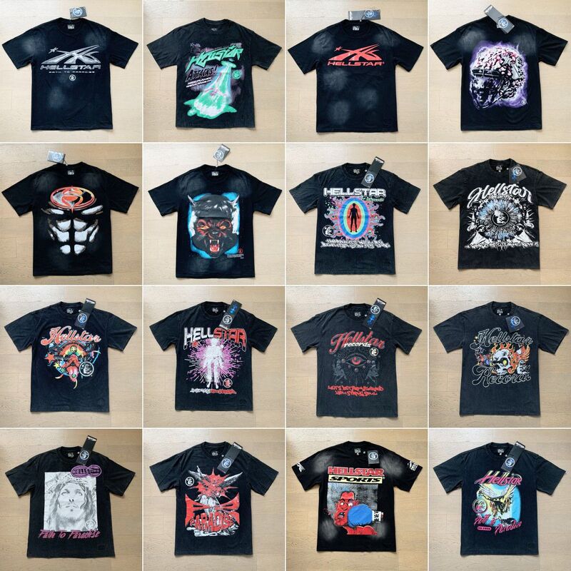 Cross-border high-quality Hellstar vintage washed short-sleeve trendy summer unisex pure cotton T-shirt