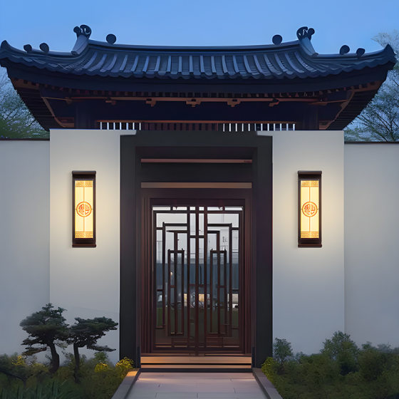 Outdoor wall lamp garden light waterproof solar new Chinese style outdoor garden corridor villa door modern wall lamp