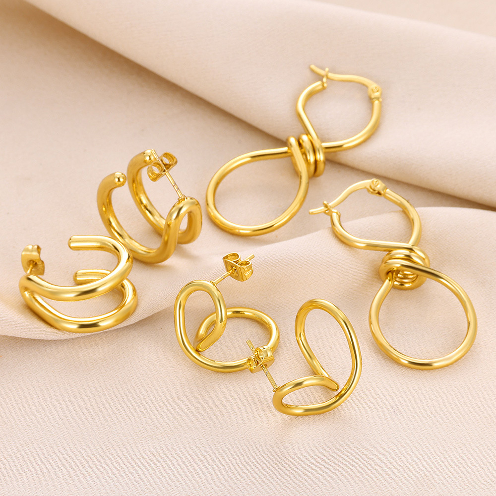 small design golden earrings stainless steel