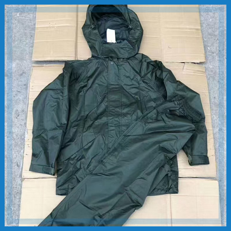 Single Raincoat Unisex Dark Green Portable Olive Green Split Raincoat Outdoor Sports Fishing Poncho