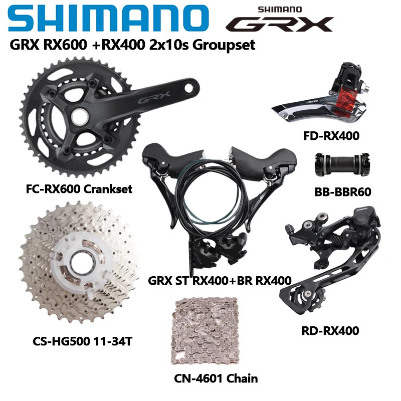 SHIMANO GRX400 RX400 large set of 2*10 speed gravel road bike shift kit 2x 10 speed