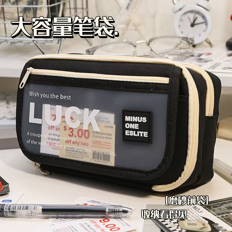 LUCK9 bolsas de bolígrafo de gran capacidad lujoso ligero de alto nivel bolsas de bolígrafo transparentes para estudiantes de secundaria primaria caja de papelería antisucia al por mayor