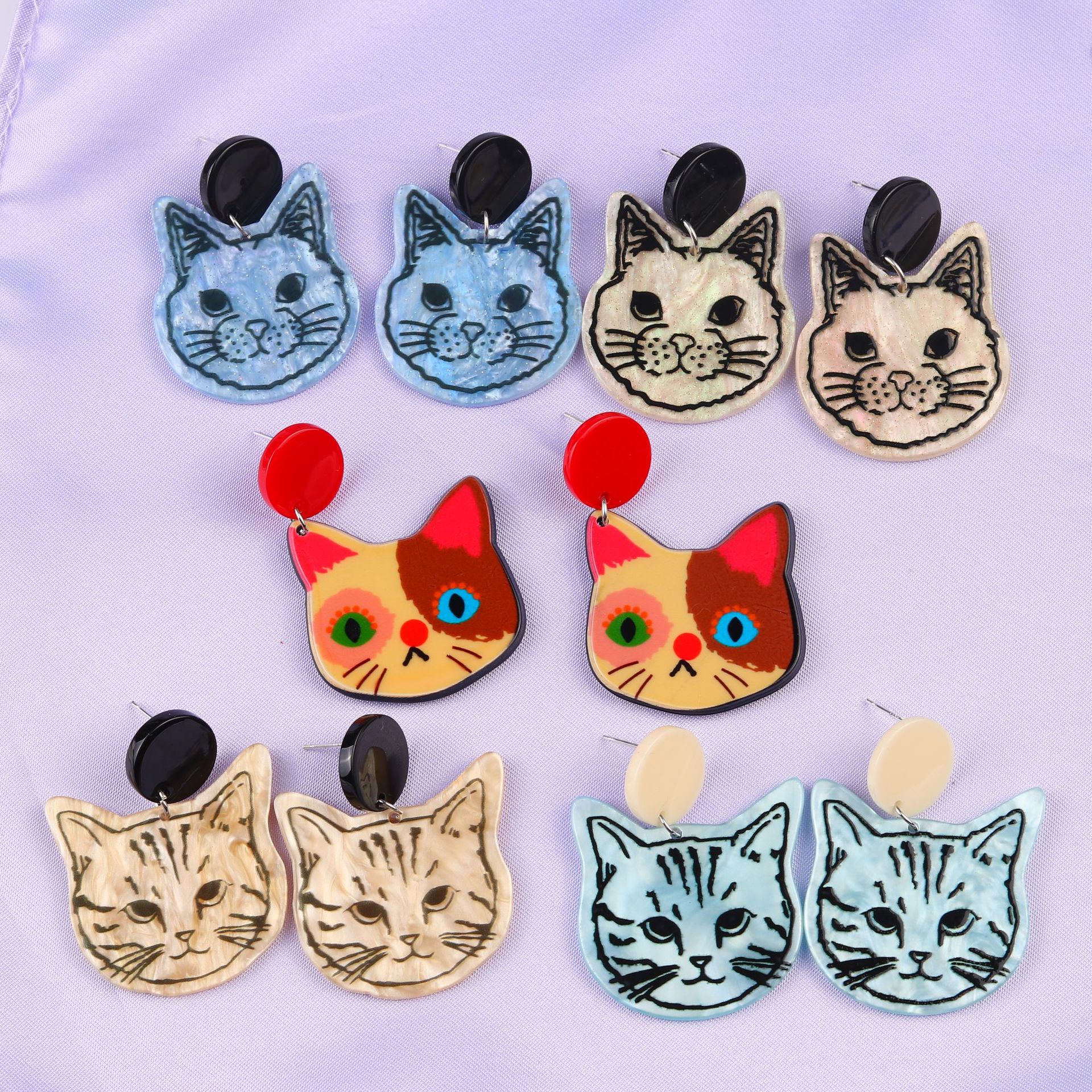 Fashion Cat Arylic Printing Women's Ear Studs 1 Pair display picture 5