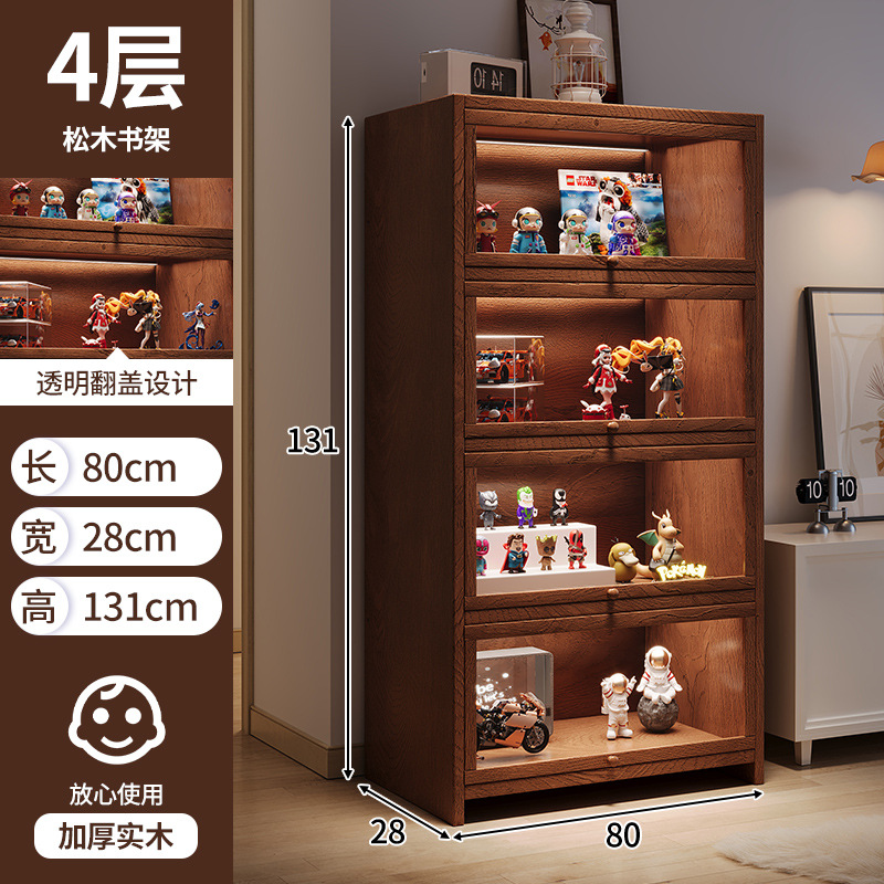 Mesita de noche de madera maciza Estilo retro americano Dormitorio junto a la cama Gabinete de almacenamiento multicapa para el hogar Estante con grietas