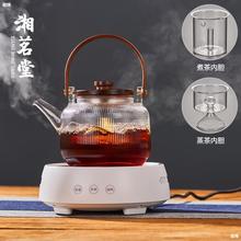 湘茗堂玻璃煮茶壶大号烧水壶黑白茶蒸茶器电陶炉煮茶器茶炉花茶壶