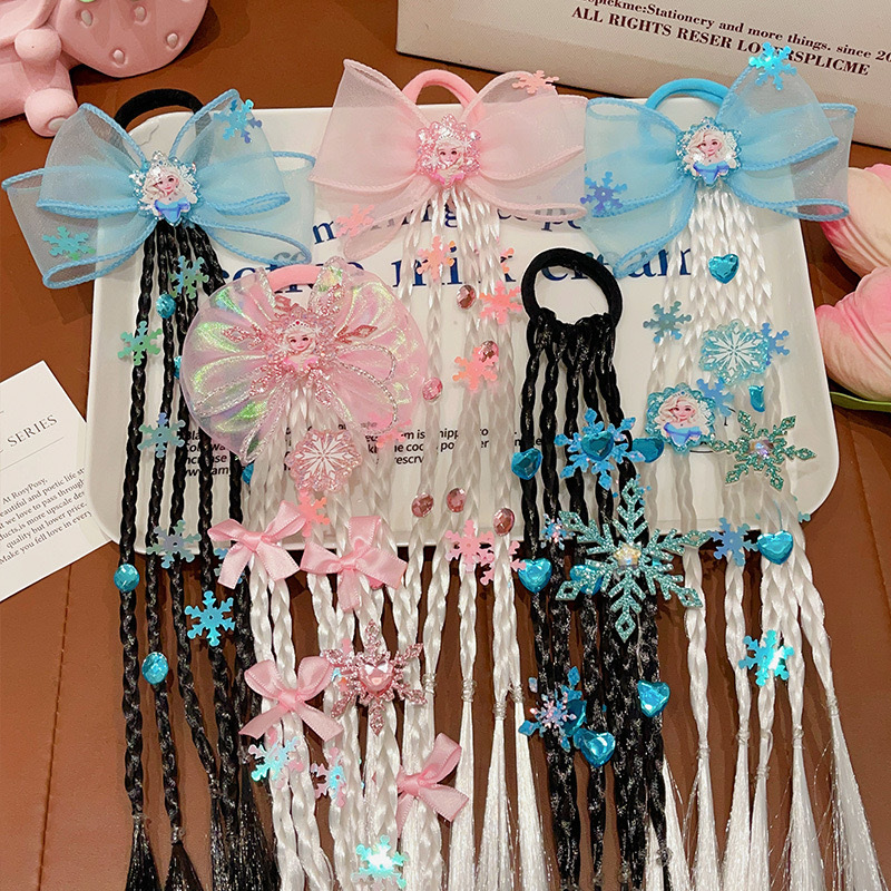 Hielo y nieve niños peluca trenzada princesa Aisha trenzada hielo y nieve chica curiosa anillo de cabello chica linda trenzada