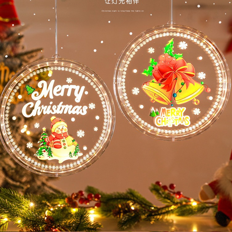 Navidad LED decoración luminosa puerta colgante árbol de Navidad ventana del centro comercial luces de atmósfera pintadas ventanas redondas colgantes