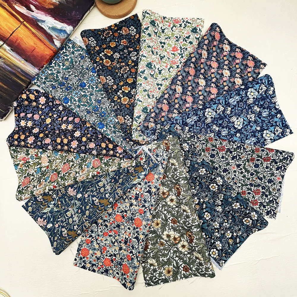 [JIT /TEMU /SHEIN 12片25*25cm花卉系列手工布组，DIY缝纫拼布]