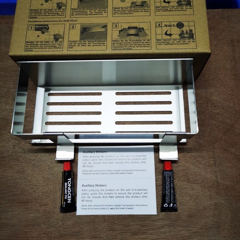 Estante de pared transfronterizo Estante de baño sin perforación 304 Estante de almacenamiento y acabado de ducha de baño de acero inoxidable