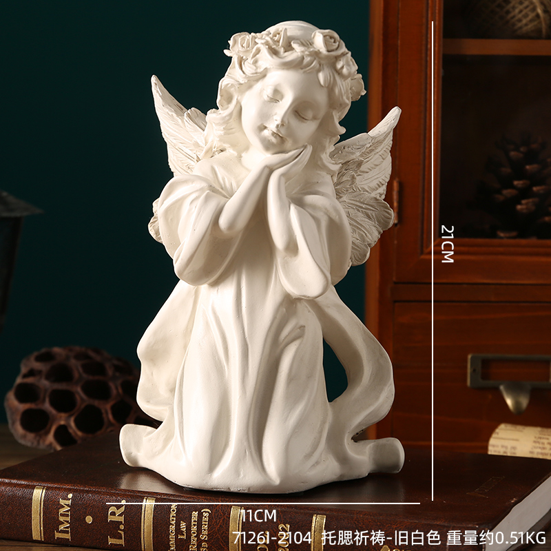 Ángel retro europeo adornos estatuas de yeso de resina americana escultura accesorios de decoración de escritorio de chicas