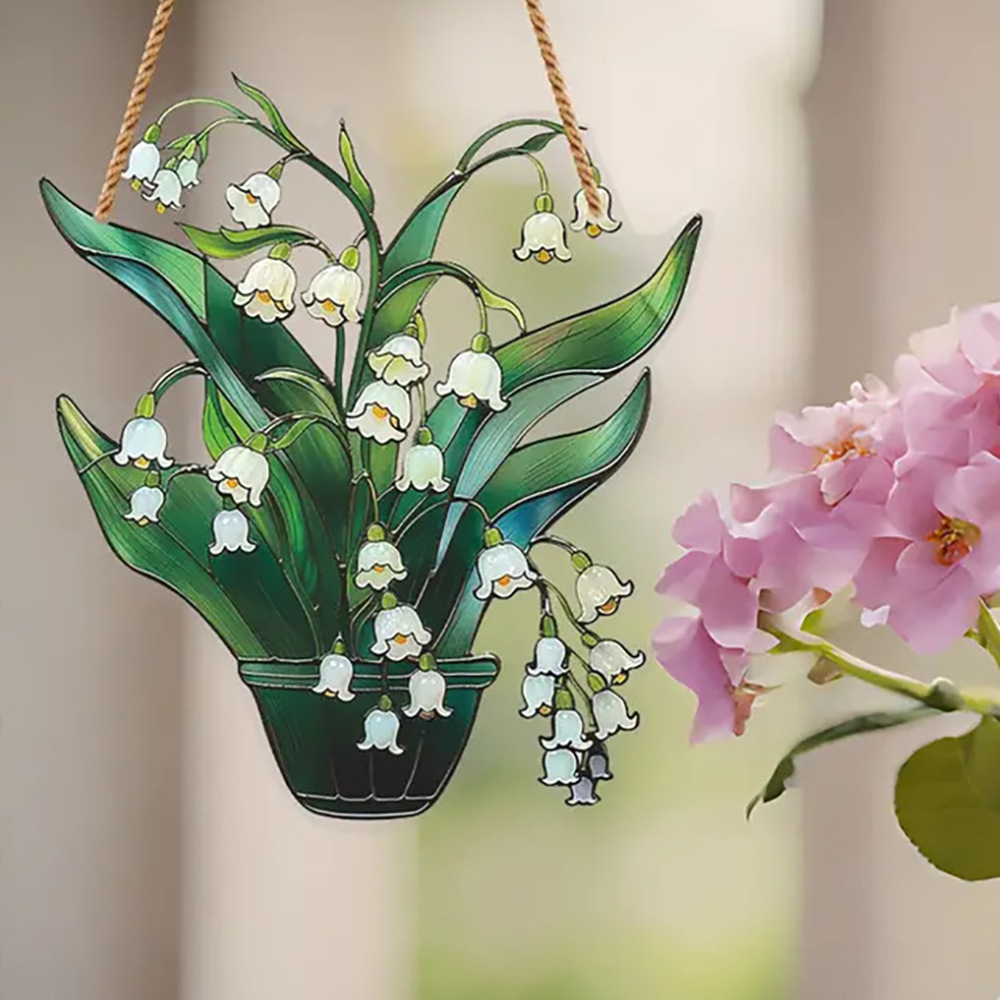 亚克力铃兰花捕光器悬挂式窗饰圣诞节感恩节户外装饰家居装饰礼物