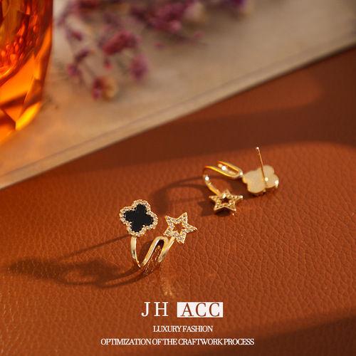 S925 silver needle fashion four-leaf clover ear studs, stylish and versatile earrings, wholesale four-leaf flower earings