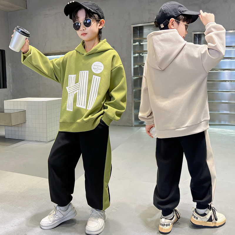 Letter 2023 Jarní Podzim Velká dětská dvoudílná sada, chlapecká a dětská sada oblečení_voghion.com
