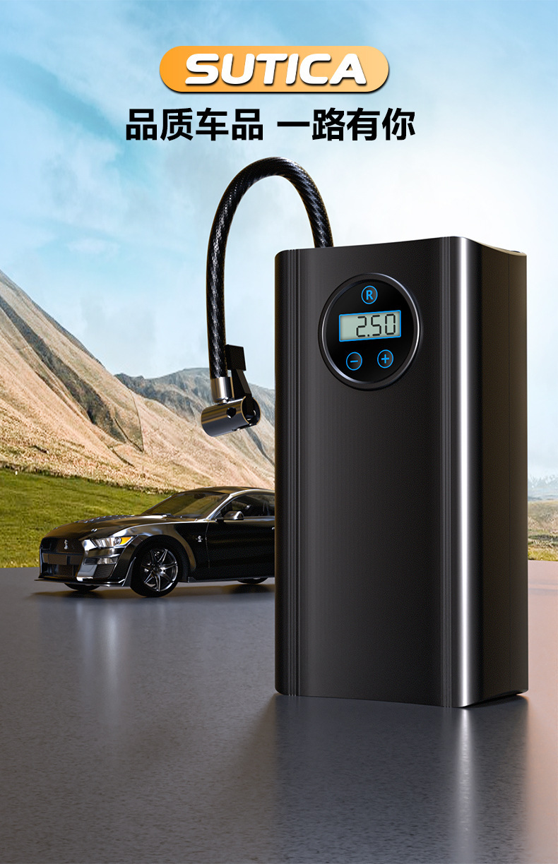 Portable Car Air Pump with Wireless Tire Pressure Measurement, Portable Air Pump for Car Tires