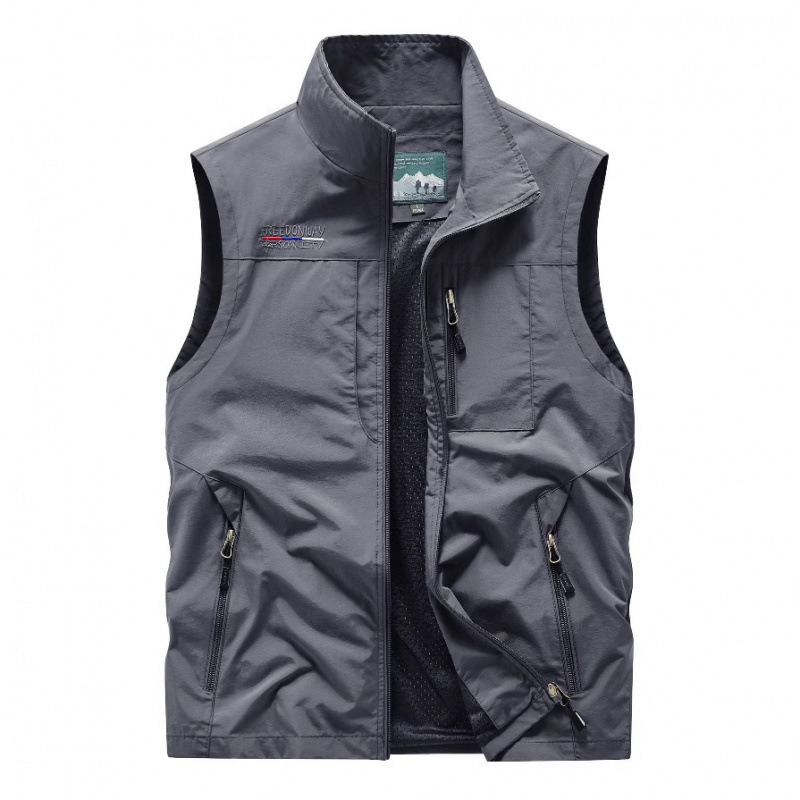 Multi-Pocket Vest Men's Outdoor Quick-Drying Spring & Fall Sleeveless Jacket Stand Collar Loose Large Size Fishing Photography Military Vest Multi-Pocket Vest Men's Outdoor Quick-Drying Spring & Fall Sleeveless Jacket Stand Collar Loose Large Size Fishing Photography Military Vest