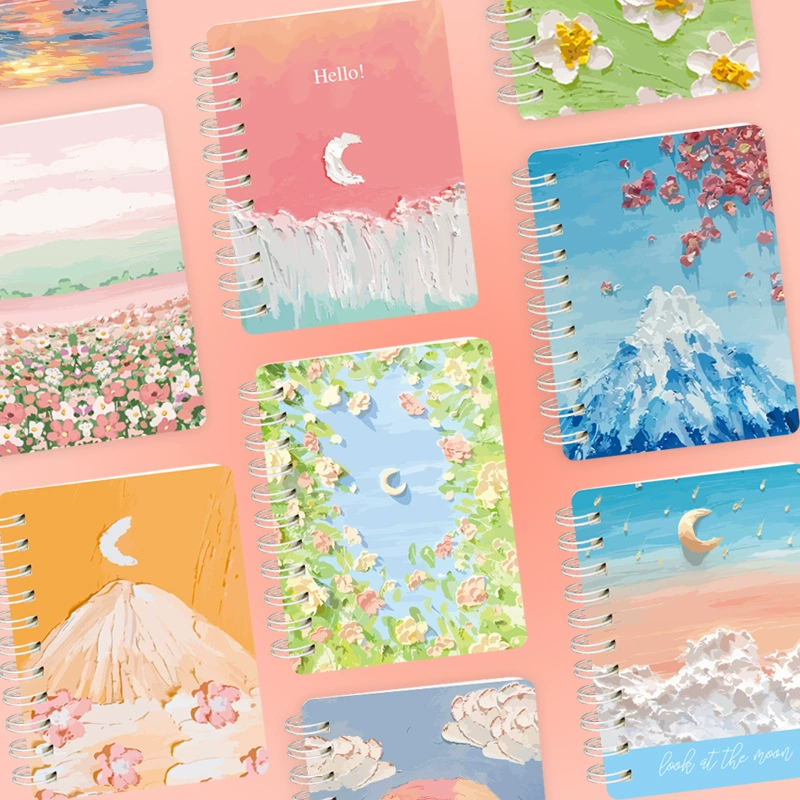 Картина маслом мини-ноутбук студенческий карман мультфильм кольцо линии A7