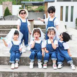 小学生牛仔背带裤套装夏季班级幼儿园毕业季拍照摄影儿童服装演出
