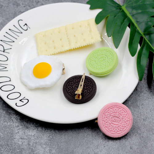 Fun and funny biscuit hairpins, fried eggs, simulated food hairpins, side clips, creative hair accessories, small gifts for students