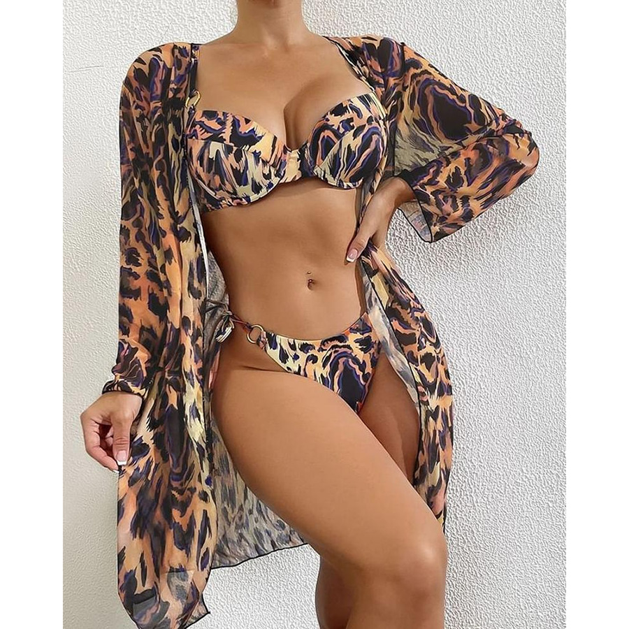 Women's Beach Leopard 3 Piece Set Cover Ups display picture 1