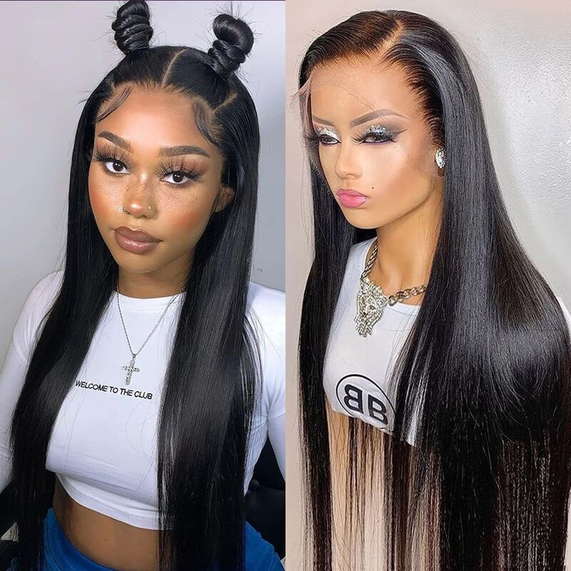 Front Lace Wig Cross-Border European and American Natural Ladies Medium Parted Long Straight Hair Chemical Fiber Full Headgear Manufacturer Ready Stock Wholesale