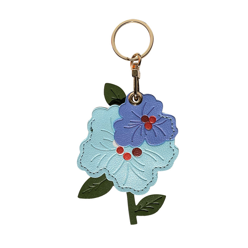 Venta caliente transfronteriza flor de durazno cuero control de acceso funda de tarjeta localizador funda protectora llavero colgante de regalo llavero