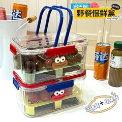 新しいドーパミンの新鮮な箱の大きい口は漫画の屋外のピクニックを貼って春の旅行の冷蔵庫の収納箱の食品級の材料を持ちます。