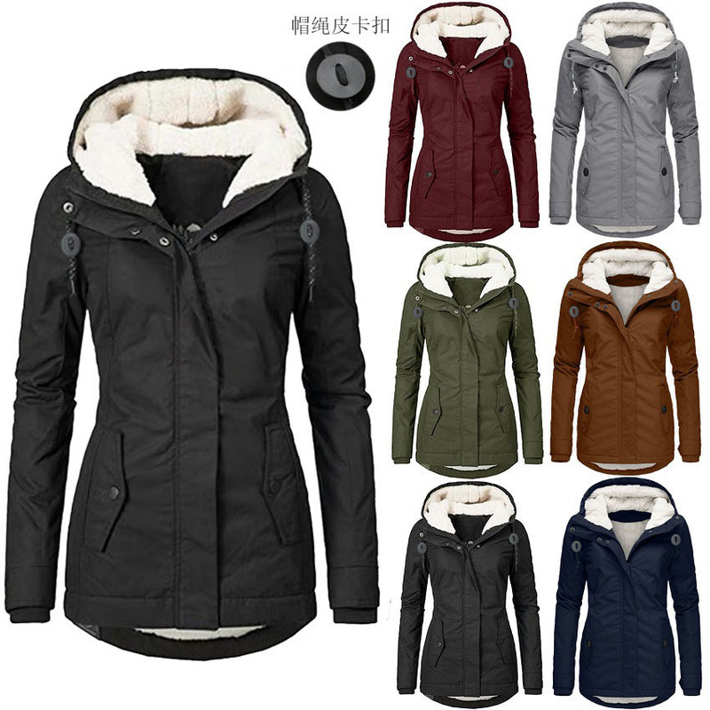 Ready Stock Dropshipping Cross-Border Winter Thickeneded Cotton Outwear Parka Outwear Winter Warm Lamb Velvet Cotton Outwear Women's Outwear
