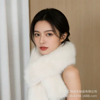 仿狐狸毛围巾加厚长款围脖欧美时尚披肩秋冬季百搭保暖走秀毛领