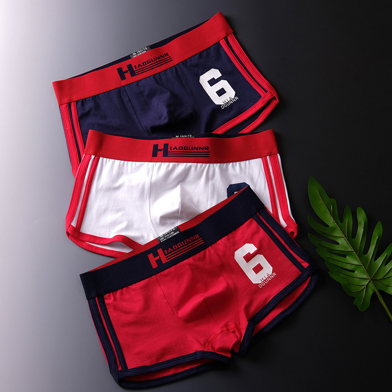 潮流男士內褲男平角褲純棉印花短褲中腰大碼四角褲舒適透氣運動褲