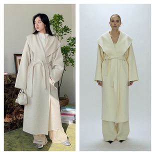 Longmei Scandinavian Vkc Loose Double-Sided Wool Outwear for Women 2025 Autumn and Winter New Belt Long Woolen Outwear