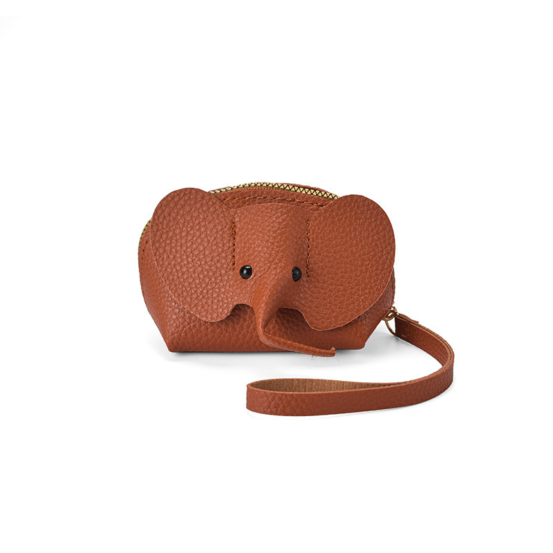 Nuevo bolso colgante bolso clave de las mujeres bolso de la tarjeta creativa de cuero elefante monedero cremallera giro a mano lápiz labial bolsa de almacenamiento