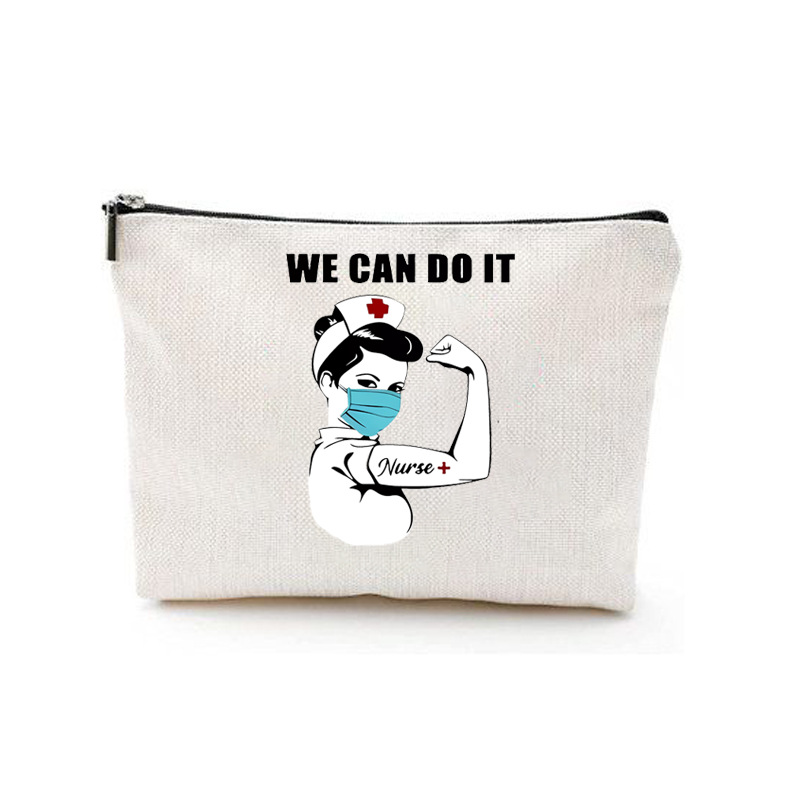 Bolso cosmético de la enfermera especial transfronteriza regalo bolso de la enfermera de la cremallera impermeable bolsa de almacenamiento bolsa de cosméticos de lino regalo de la enfermera