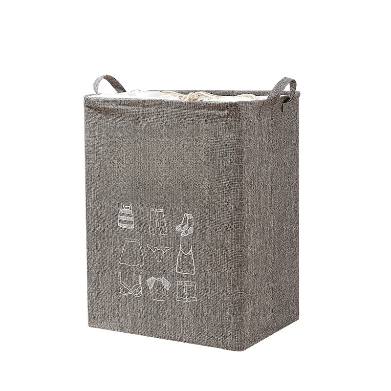 Folding laundry basket, toy, handheld storage basket, storage system, drawstring, cotton and linen