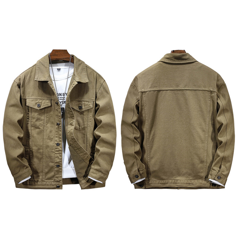 New casual denim jacket autumn 2023 men and women with the same solid color clothes fall shoulder loose denim jacket tide._voghion.com